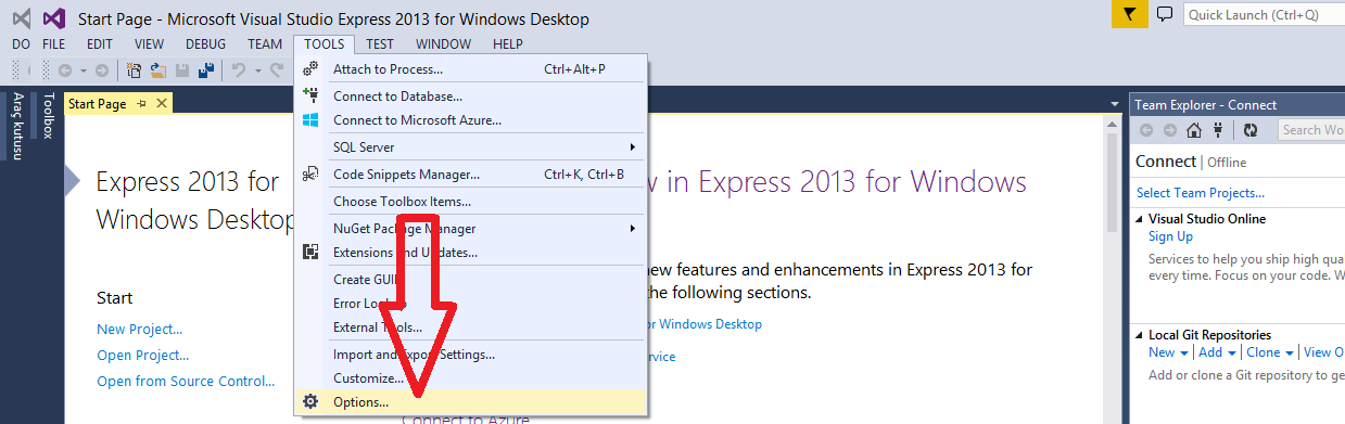 Microsoft Visual Studio Express 2013 Türkçe yama 1. ekran görüntüsü